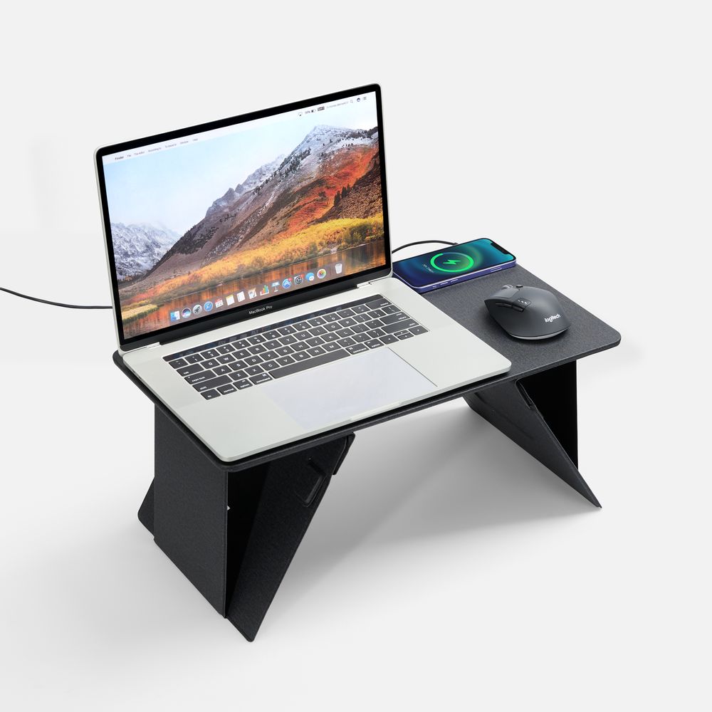 Складной стол для ноутбука с беспроводной зарядкой Kickstand Table, серый