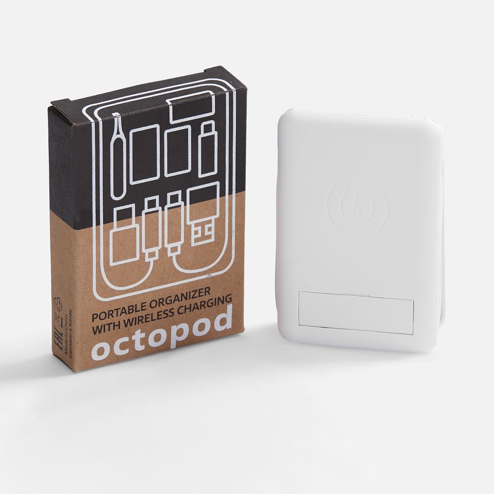 Органайзер с беспроводной зарядкой и набором адаптеров Octopod, белый