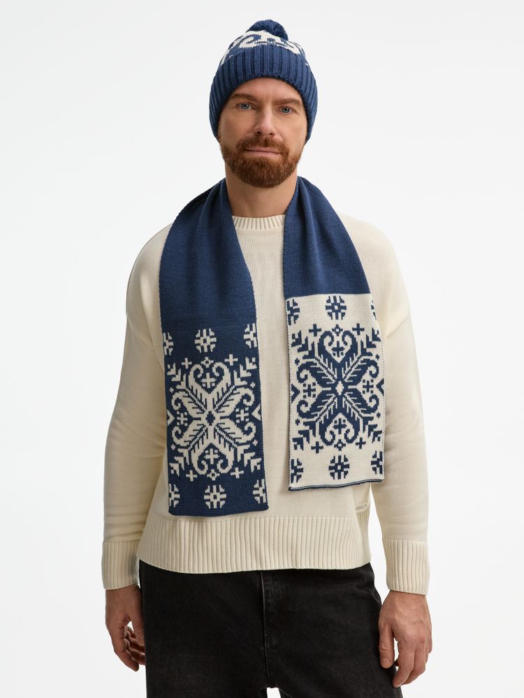 Шапка Wintertude, синяя с белым