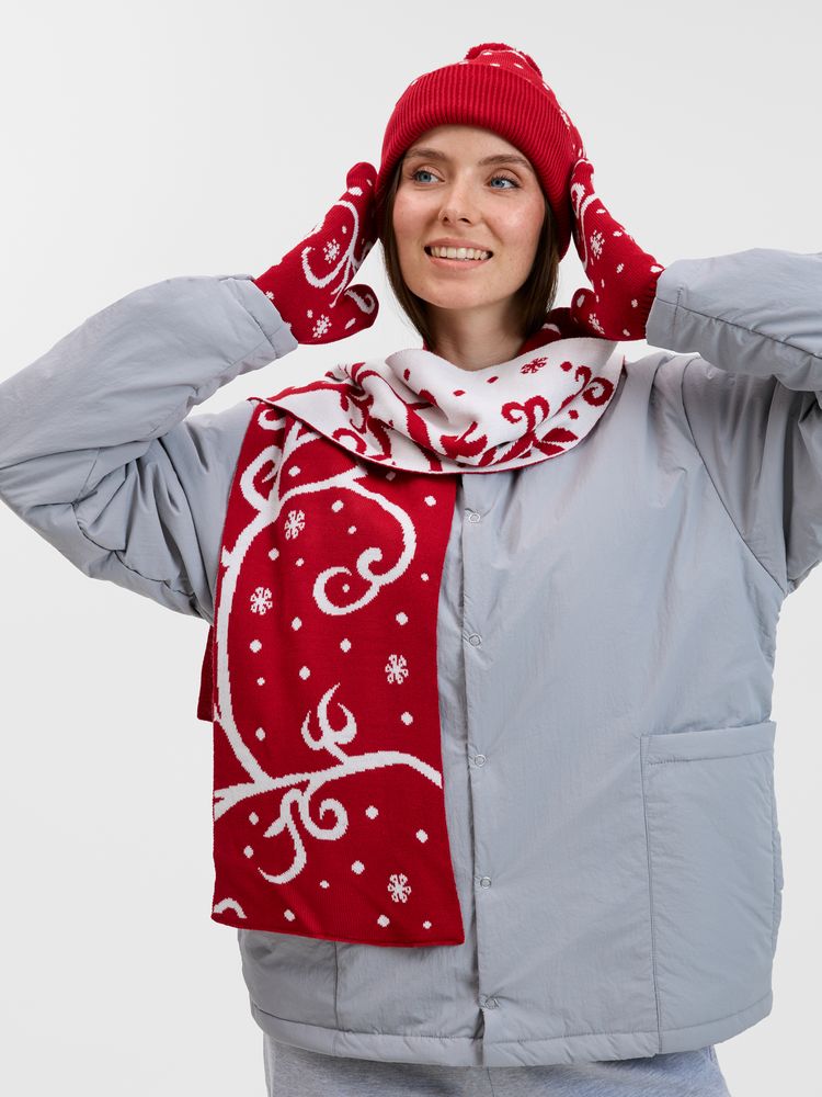 Шапка Adventino, красный с молочным