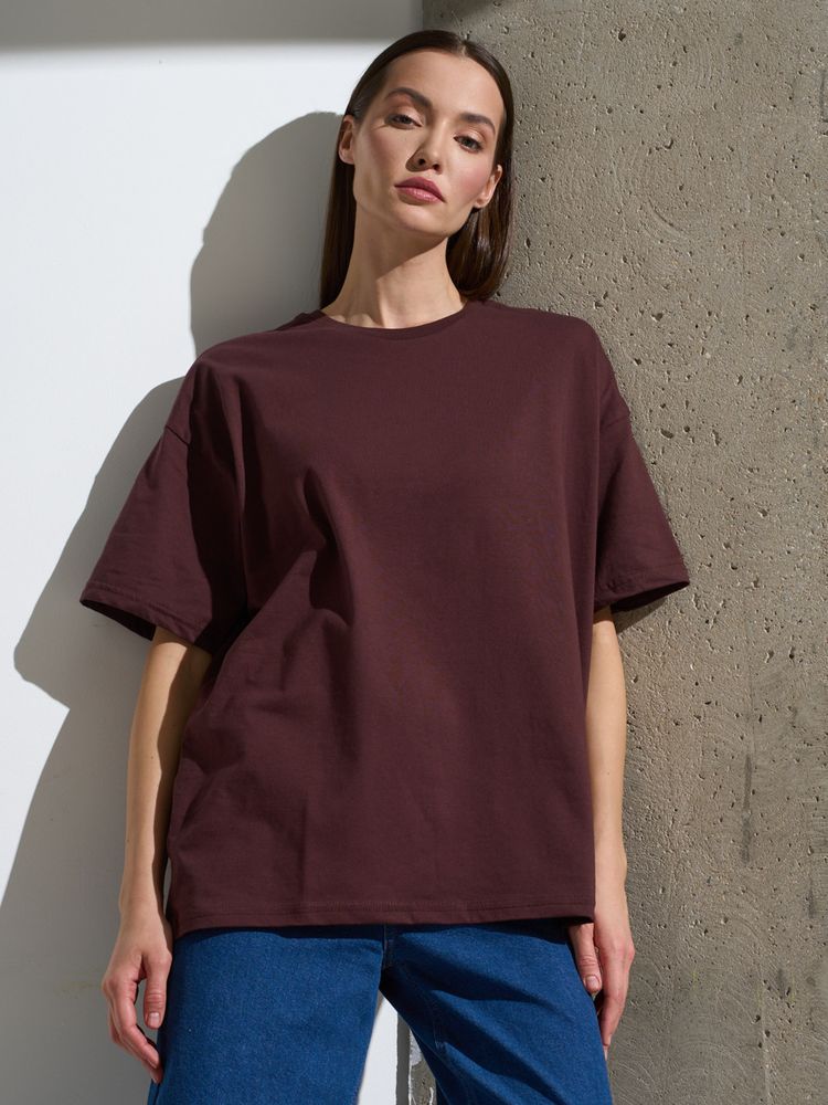 Футболка Oversize Premium, коричневая (шоколад)