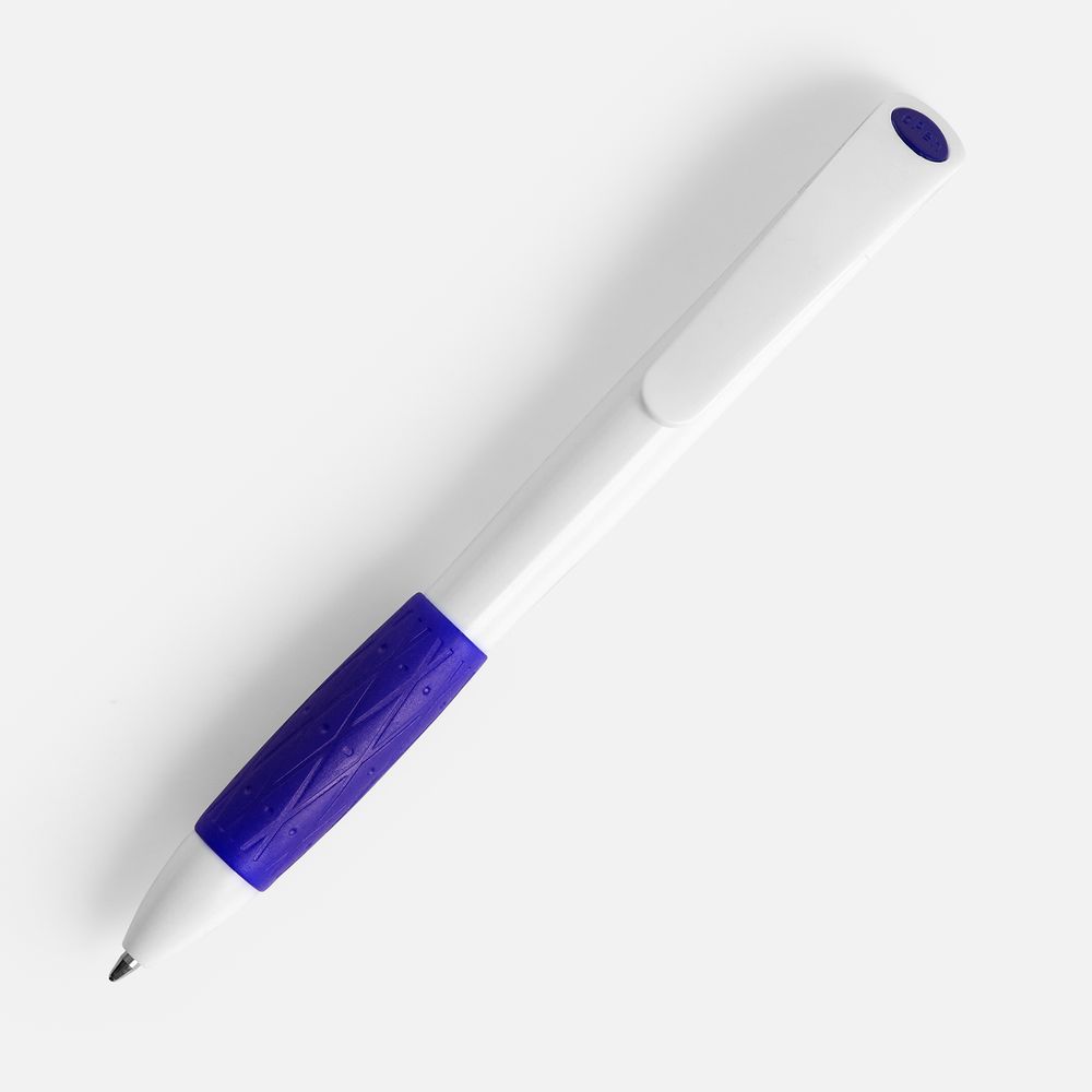 Ручка шариковая Grip, белая (молочная) с синим