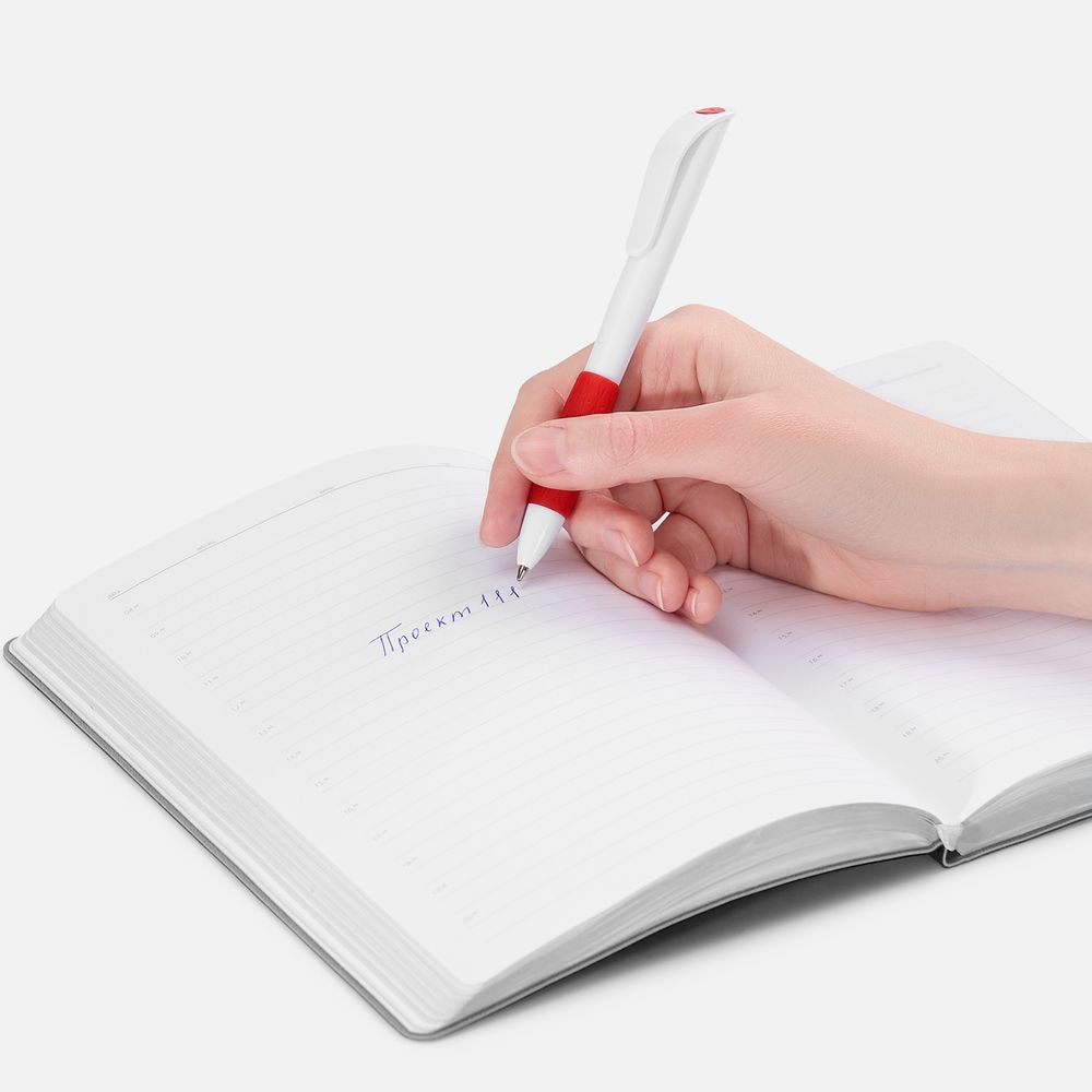 Ручка шариковая Grip, белая с красным