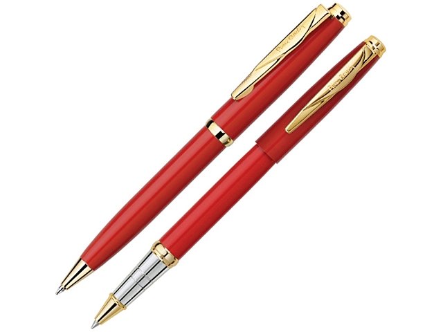 Набор Pierre Cardin коллекция «ПАРА (PEN&PEN)» : ручка шариковая + роллер. Корпус - латунь с лакированным покрытием. Отделка и детали дизайна - сталь с позолотой. Цвет - красный. Упаковка Е.