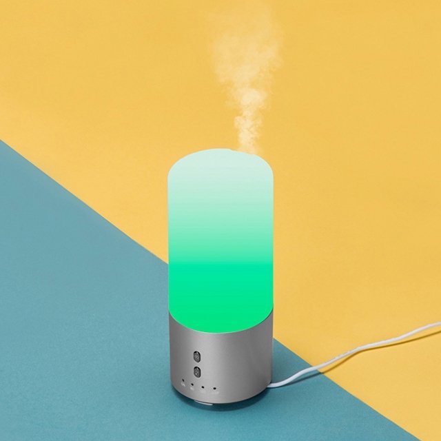 Увлажнитель воздуха с подсветкой "Breathe", белый/серебристый
