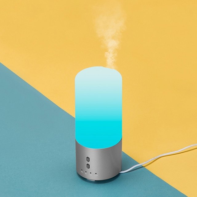 Увлажнитель воздуха с подсветкой "Breathe", белый/серебристый