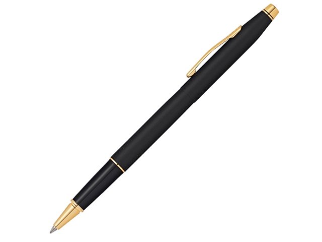 Ручка-роллер CROSS коллекция «ВЕЧНАЯ КЛАССИКА | CENTURY CLASSIC» Classic Black, латунь, покрытая черным матовым лаком, детали дизайна-позолота 23К