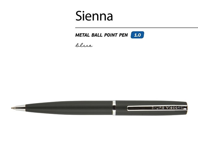 Ручка металлическая шариковая «Sienna», софт-тач, 1.0 мм, черная