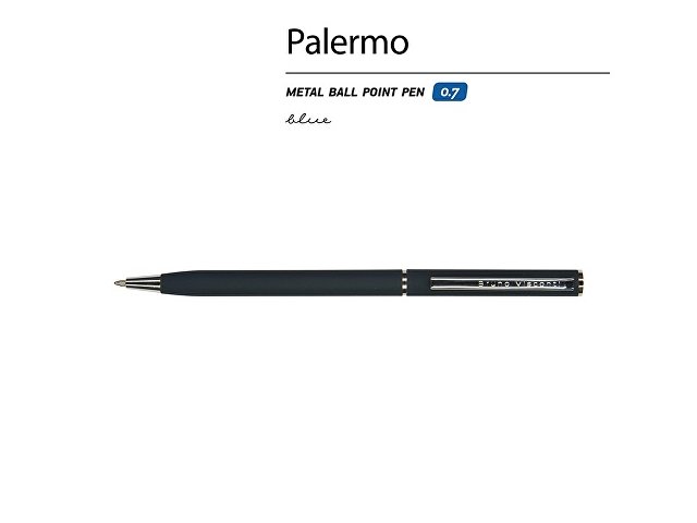 Ручка металлическая шариковая «Palermo», софт-тач, 0.7 мм, сине-черная