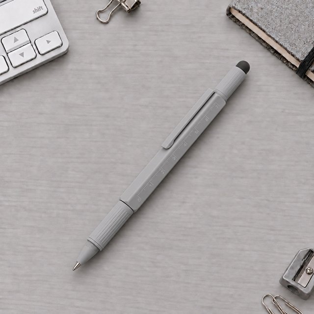 Ручка шариковая металлическая "Tool", серый. Встроенный уровень, мини отвертка, стилус