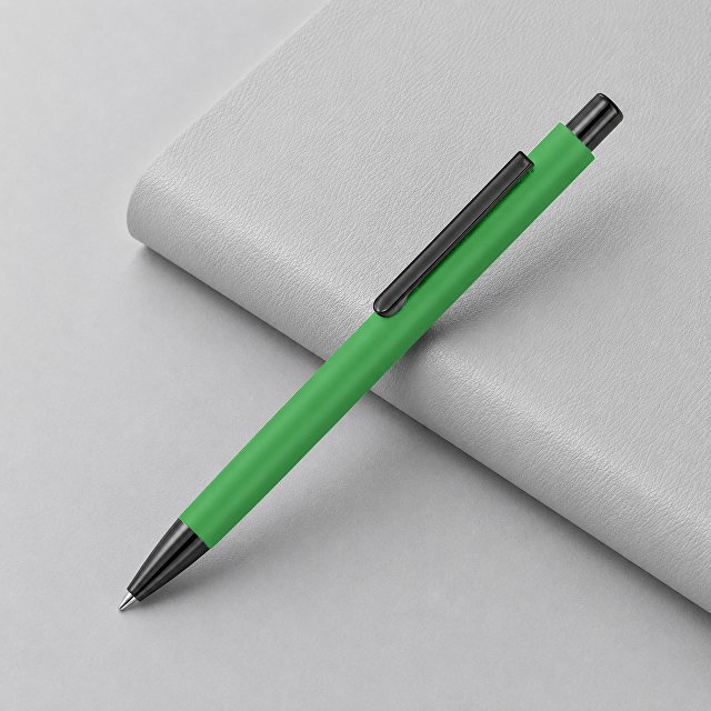 Металлическая шариковая ручка soft touch "Ellipse gum", зеленый