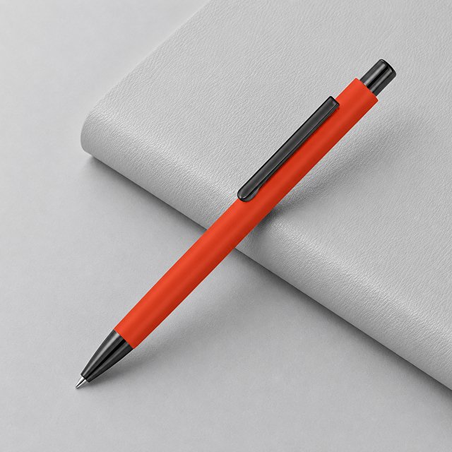 Металлическая шариковая ручка soft touch "Ellipse gum", оранжевый