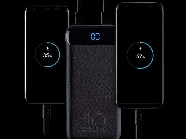 RIVACASE VA2540 (10 000mAh), QC/PD 20W внешний аккумулятор с дисплеем, черный 12/48