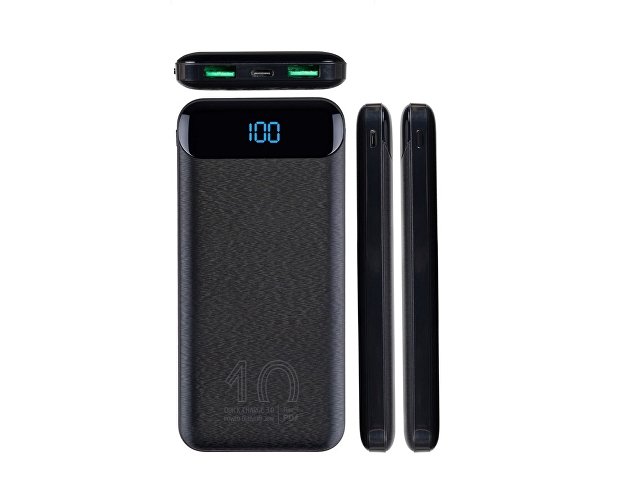 RIVACASE VA2540 (10 000mAh), QC/PD 20W внешний аккумулятор с дисплеем, черный 12/48