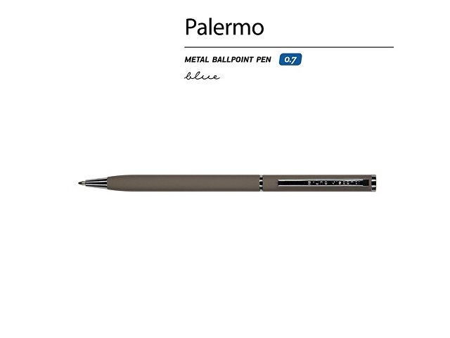 Ручка металлическая шариковая «Palermo», софт-тач, 0.7 мм, серая