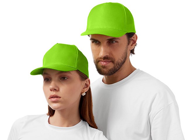 Бейсболка "Poly" 5-ти панельная 120 гр, зеленое яблоко