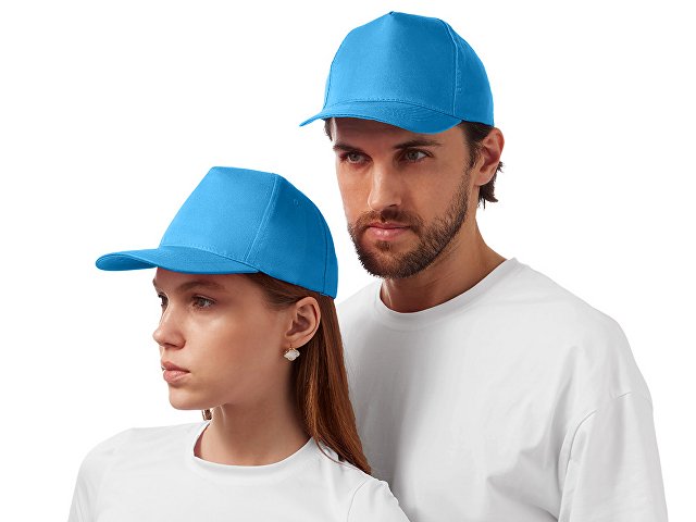 Бейсболка "Poly" 5-ти панельная 120 гр, голубой