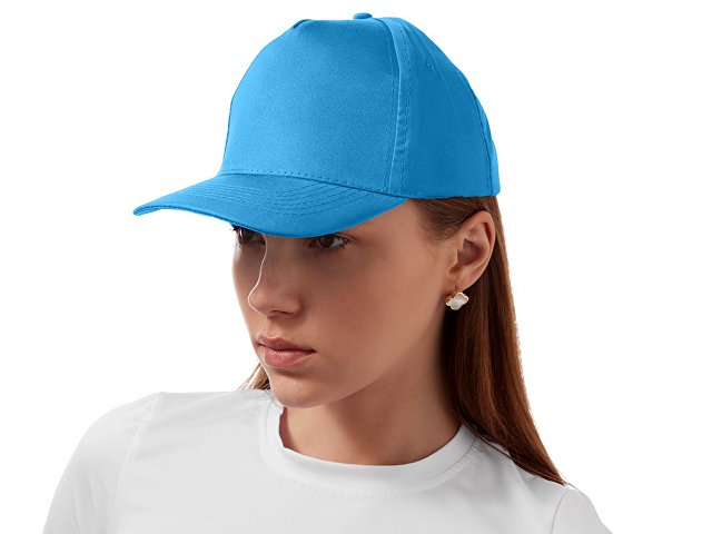 Бейсболка "Poly" 5-ти панельная 120 гр, голубой