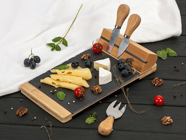 Набор для сыра из сланцевой доски и ножей Bamboo collection "Taleggio" (Р)