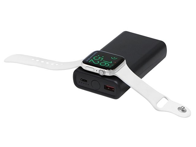 Внешний беспроводной аккумулятор 2-в-1 с функцией зарядки Apple Watch, QC/PD «AtomIQ», 10000 мАч, черный