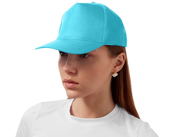 Бейсболка "Poly" 5-ти панельная 120 гр, лазурный