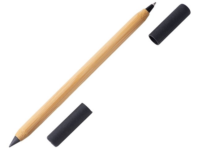 Вечный карандаш и ручка из бамбука "Black bamboo", натуральный и черный