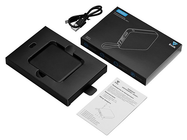 Внешний аккумулятор со встроенным кабелем USB-C «Дэнси», 5000 мАч, черный