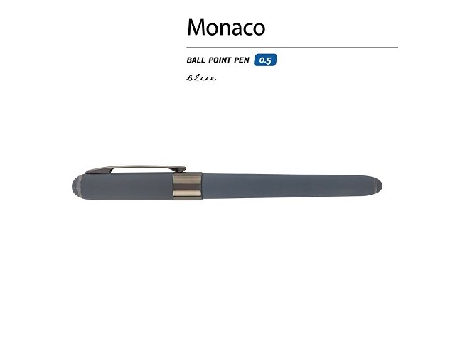 Ручка пластиковая шариковая «Monaco», 0,5мм, синие чернила, графит/вороненая сталь