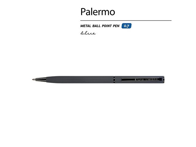 Ручка металлическая шариковая «Palermo», софт-тач, 0.7 мм, графит