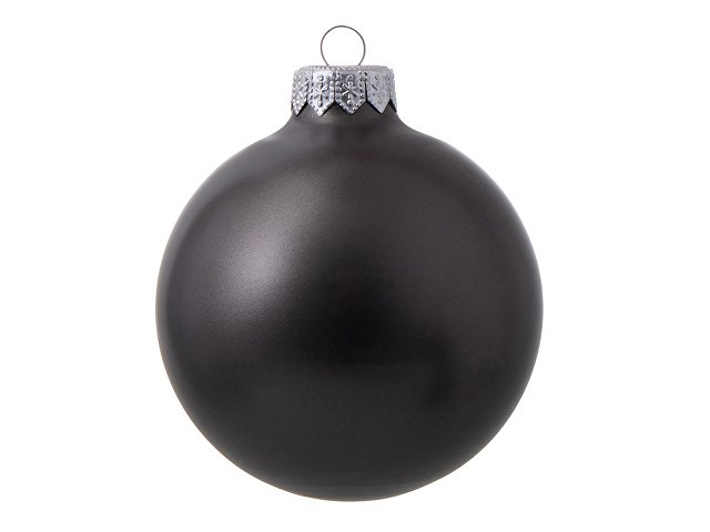 Стеклянный елочный шар "Christmas bauble", черный металлик, с серебристым колпачком в черной коробке