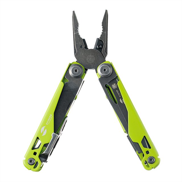 Мультитул Stinger, 107 х 19 мм, 19 функций, сталь, салатовый корпус, стоунвош, в картонной коробке, в комплекте нейлоновый чехол