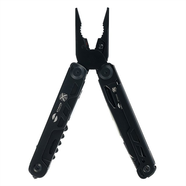 Мультитул Stinger, 113 х 19 мм, 19 функций, сталь, черный, в картонной коробке, в комплекте нейлоновый чехол