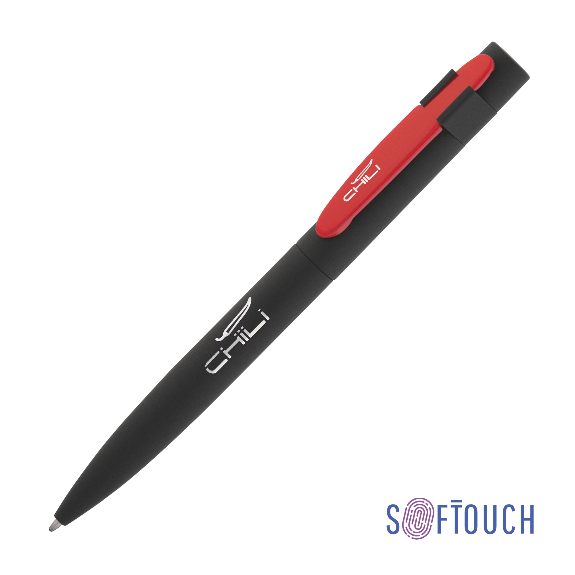 Ручка шариковая "Lip", покрытие soft touch, черный с красным