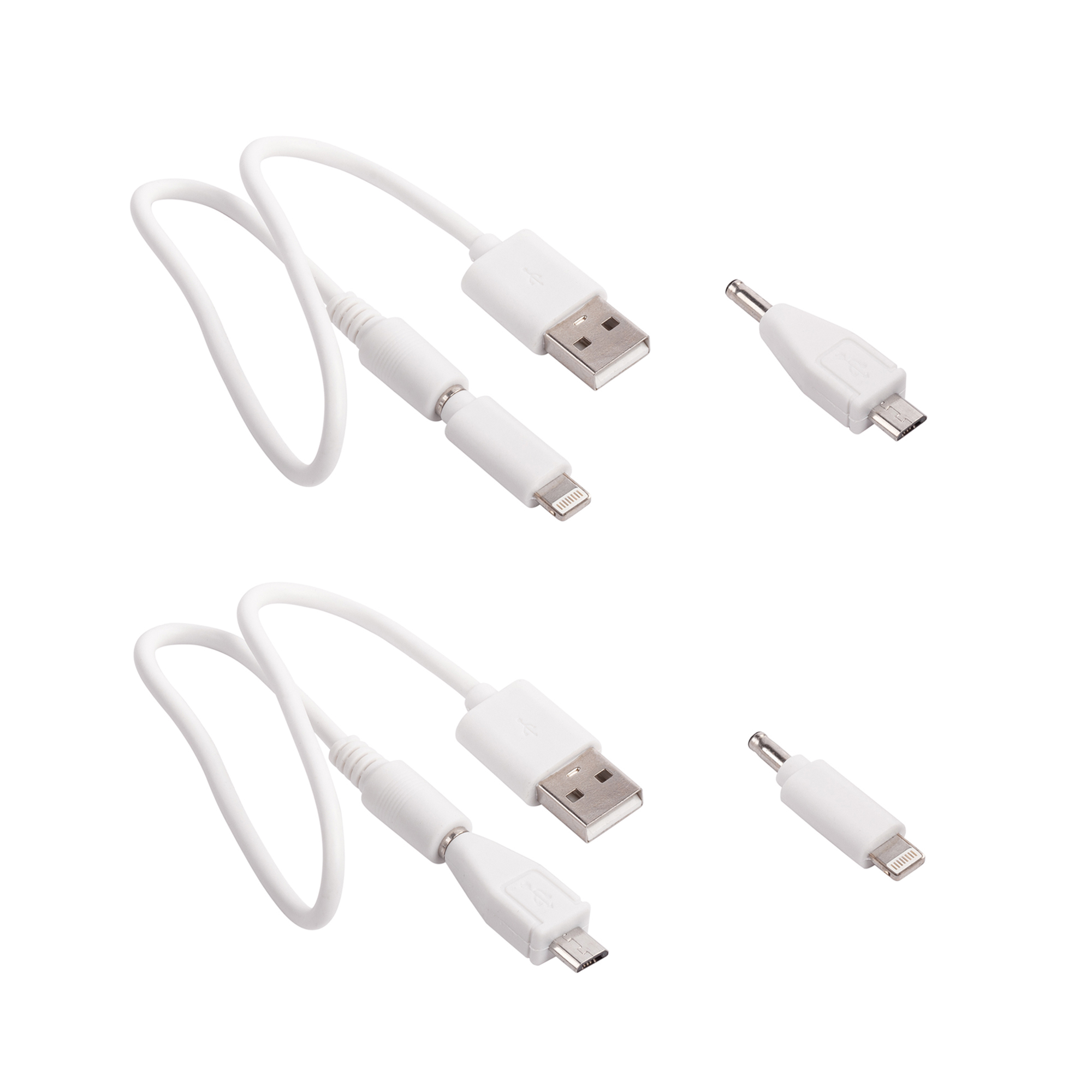 Кабель 2-в-1 (microUSB, Lightning), белый