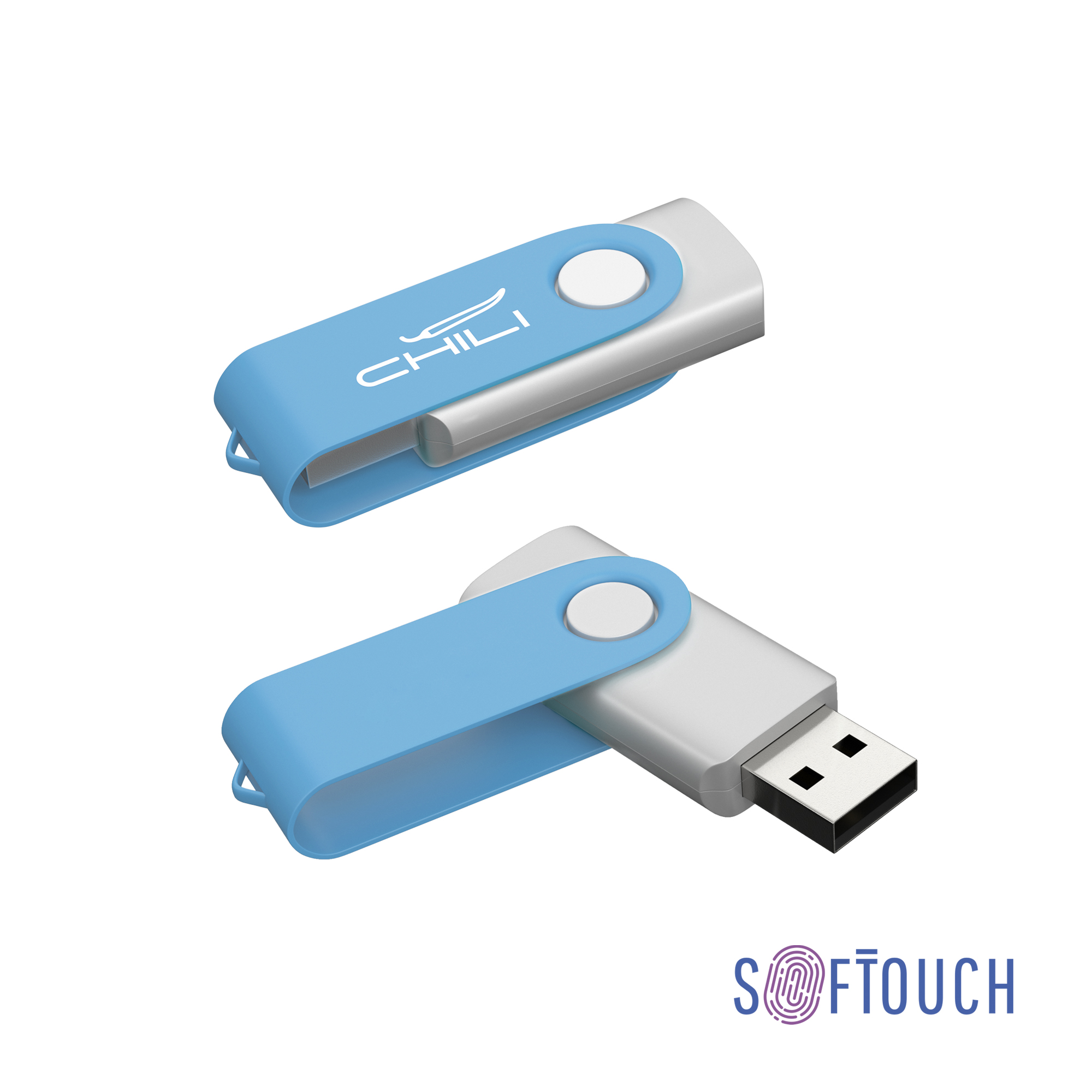 Флеш-карта "Vostok", объем памяти 16GB, покрытие soft touch#, голубой