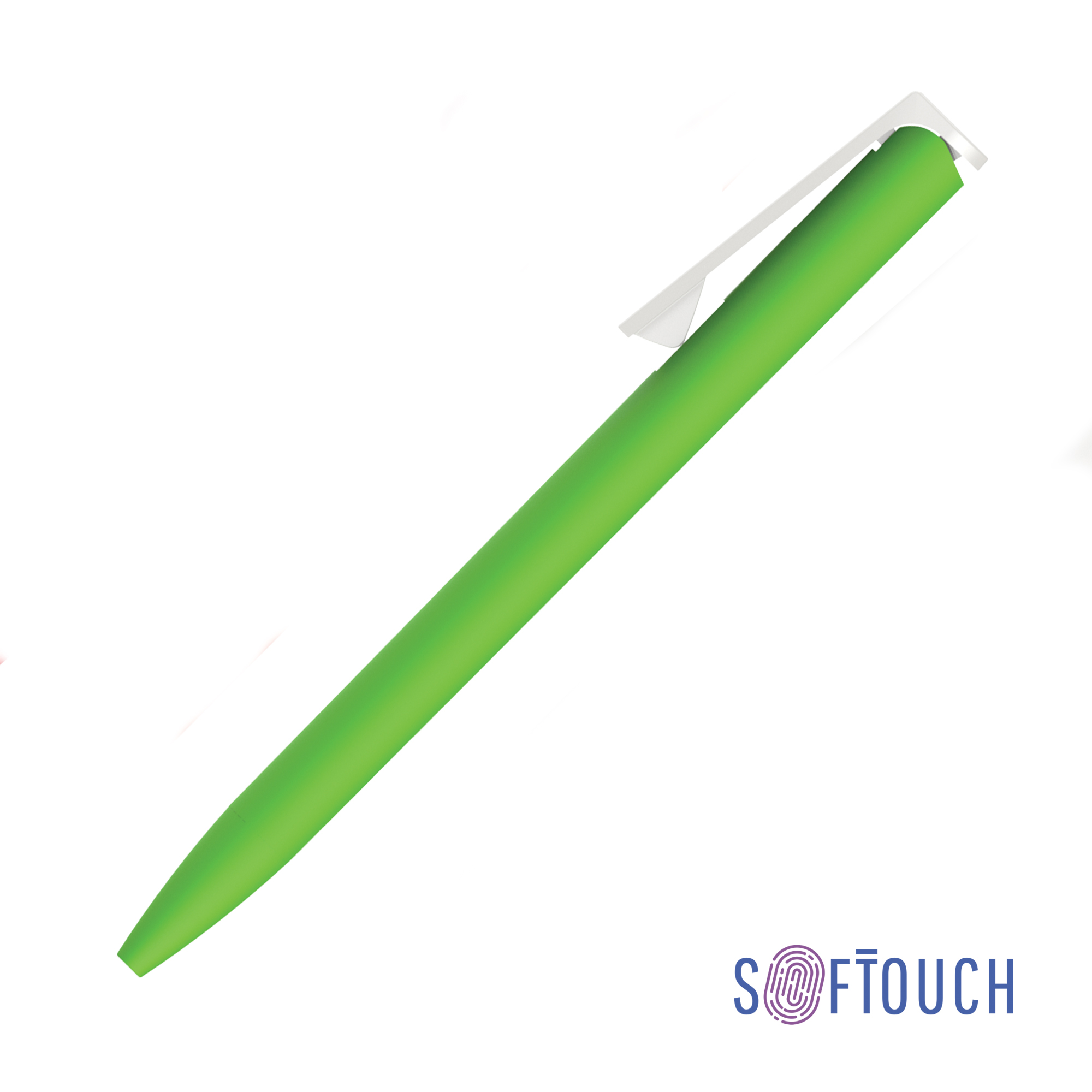 Ручка шариковая "Clive", покрытие soft touch, зеленое яблоко с белым