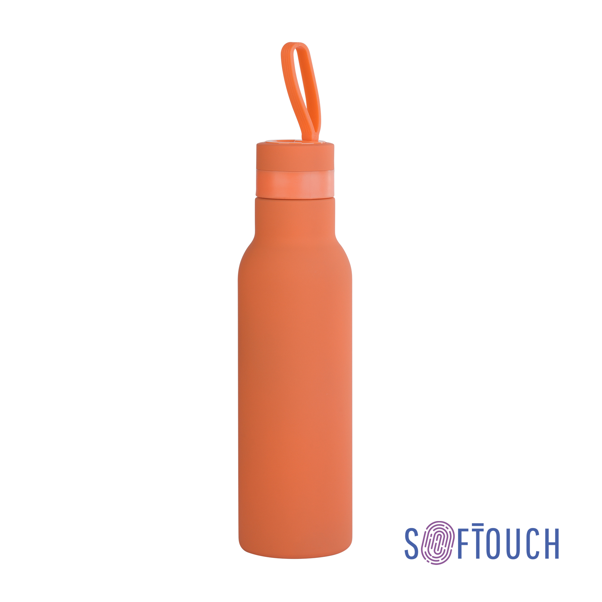Бутылка для воды "Фитнес" 700 мл, покрытие soft touch, оранжевый