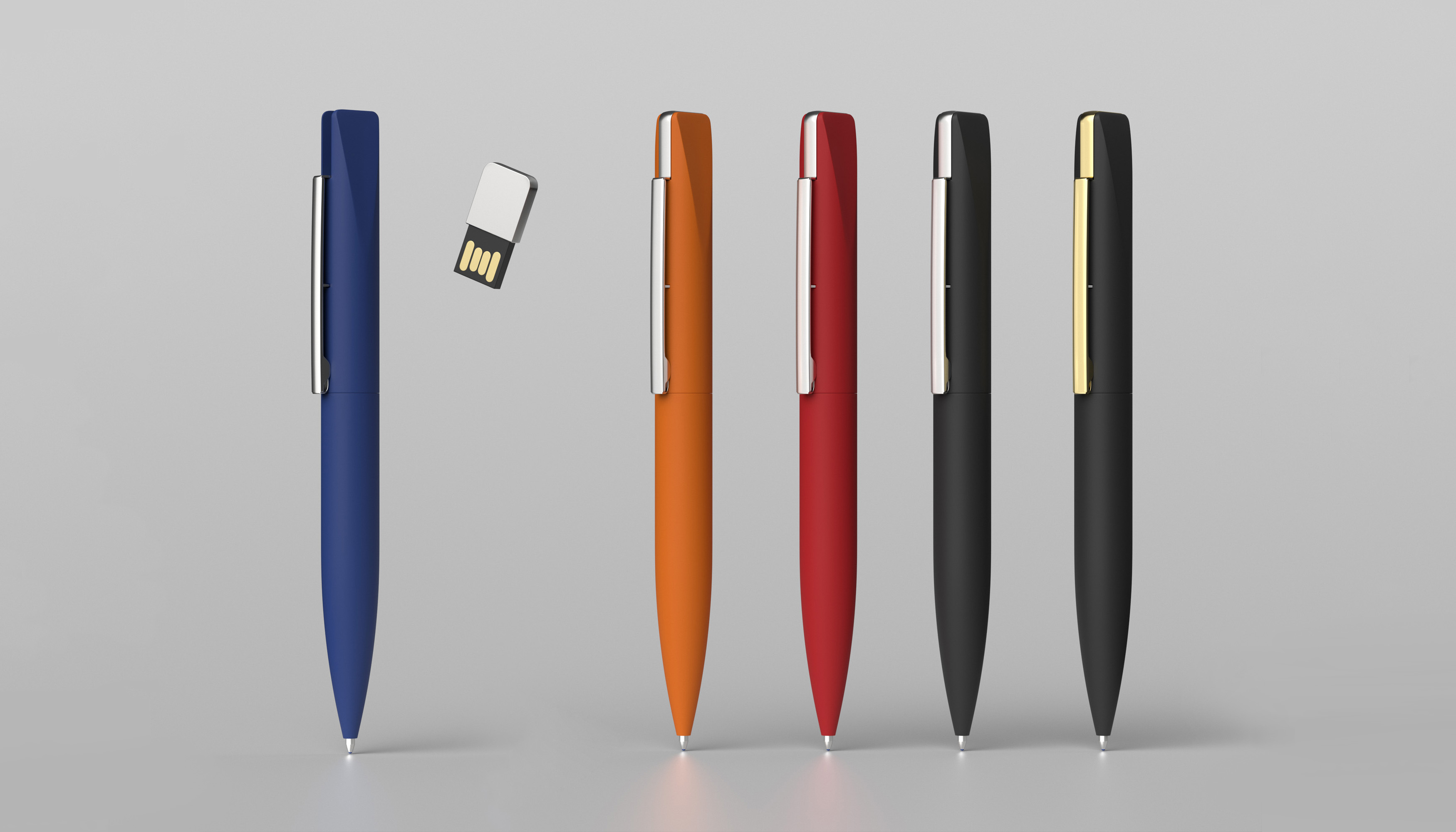 Ручка шариковая "Callisto" с флеш-картой 32Gb, покрытие soft touch, оранжевый