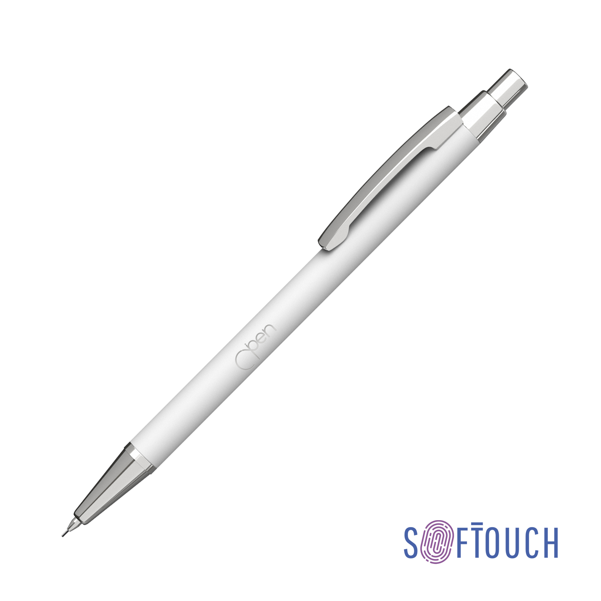 Карандаш механический "Ray", покрытие soft touch, белый