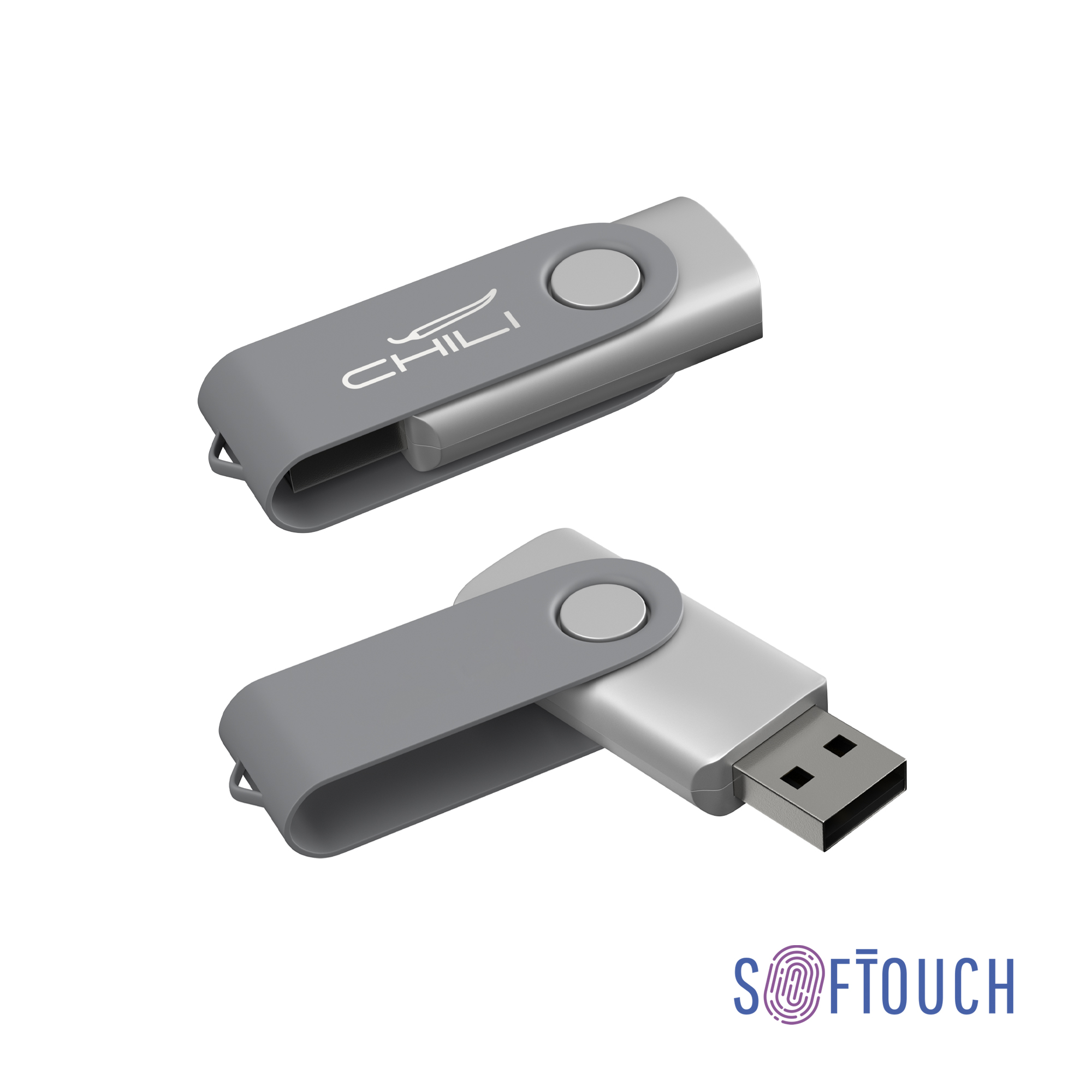 Флеш-карта "Vostok", объем памяти 16GB, покрытие soft touch#, серый