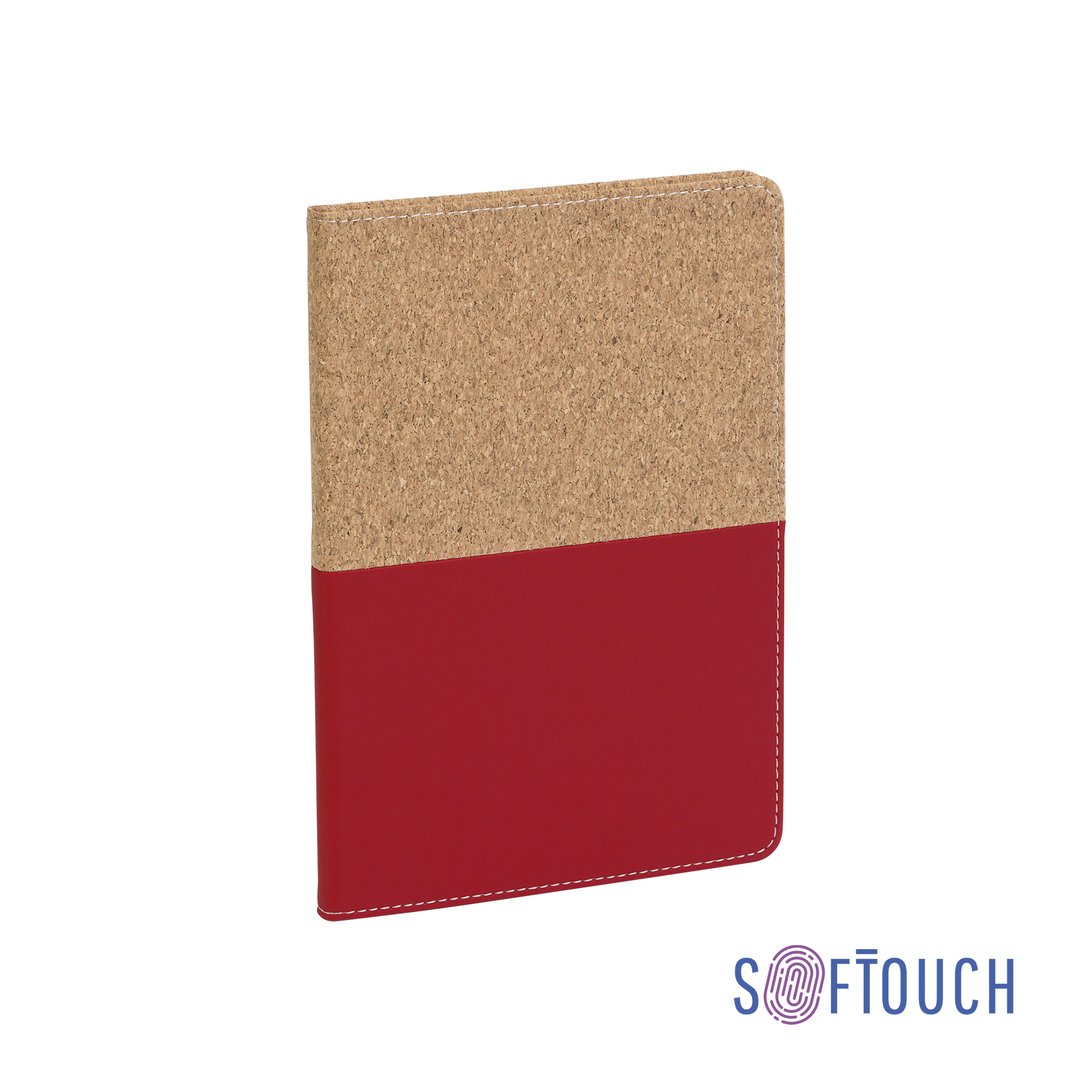 Блокнот "Фьюджи" уценка, формат А5, покрытие soft touch+пробка, красный