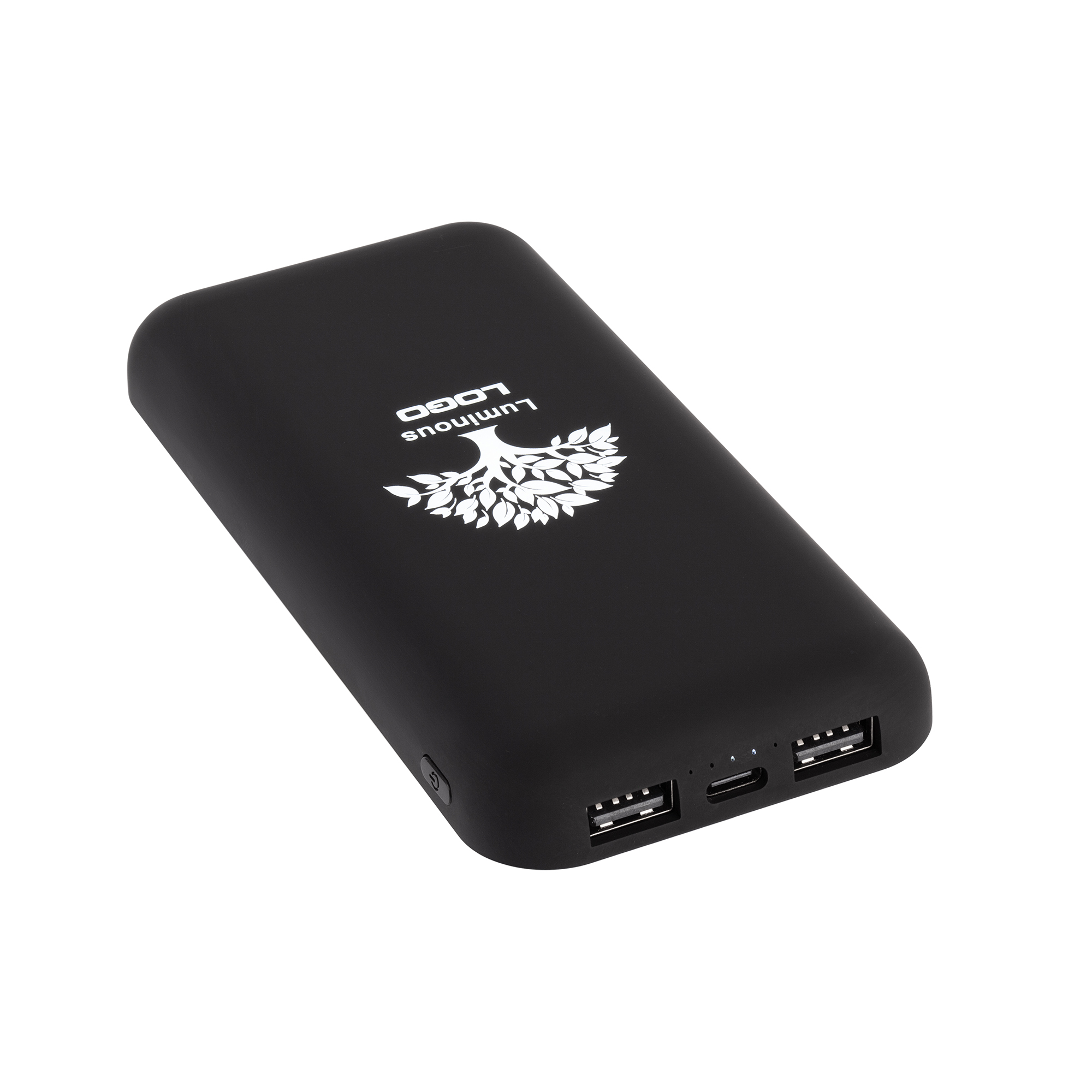 Беспроводное зарядное устройство "Sticky SOFTTOUCH", 10000 mAh с подсветкой логотипа и присосками, черный