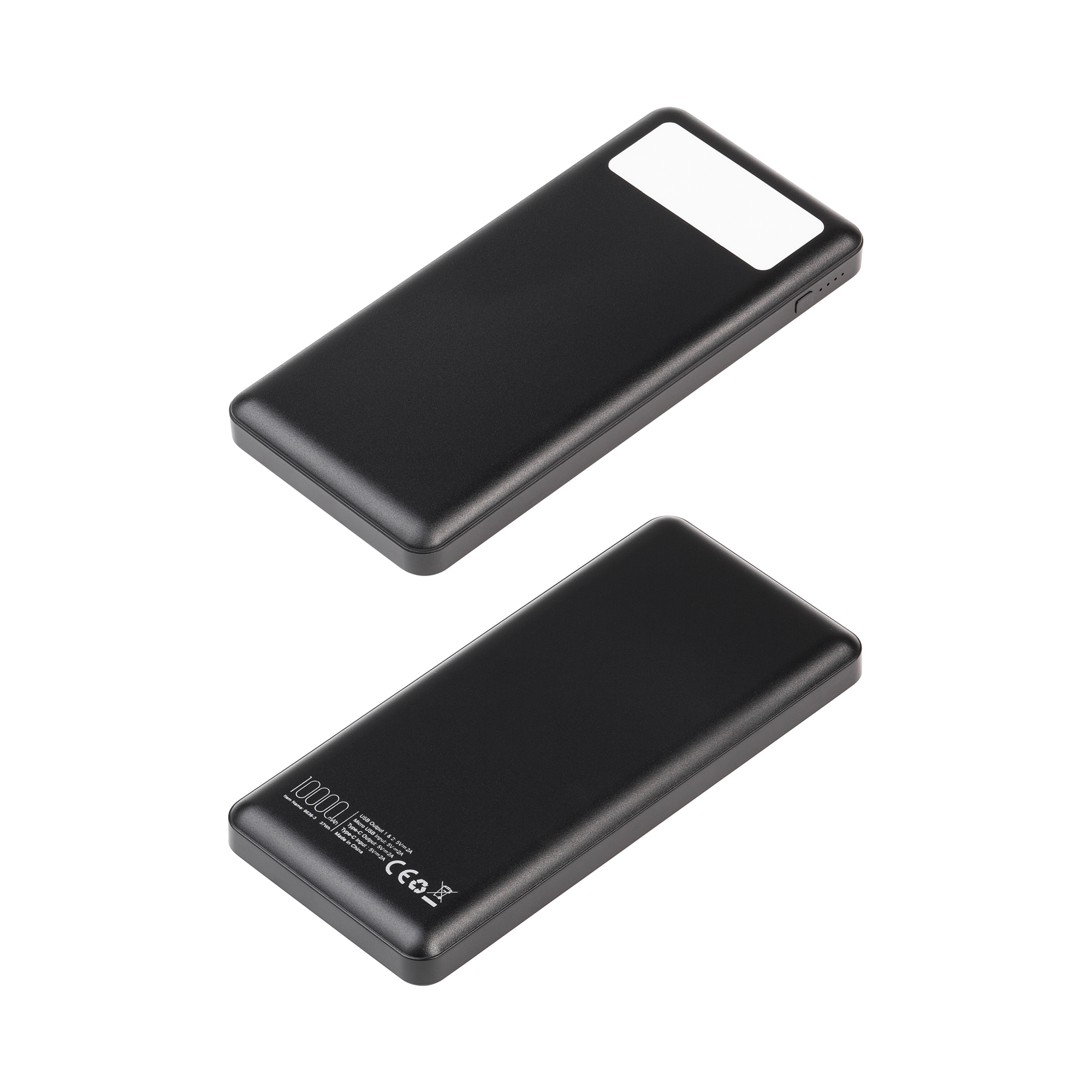Зарядное устройство "Lumos" 10000 mAh с фонариком, черный, черный