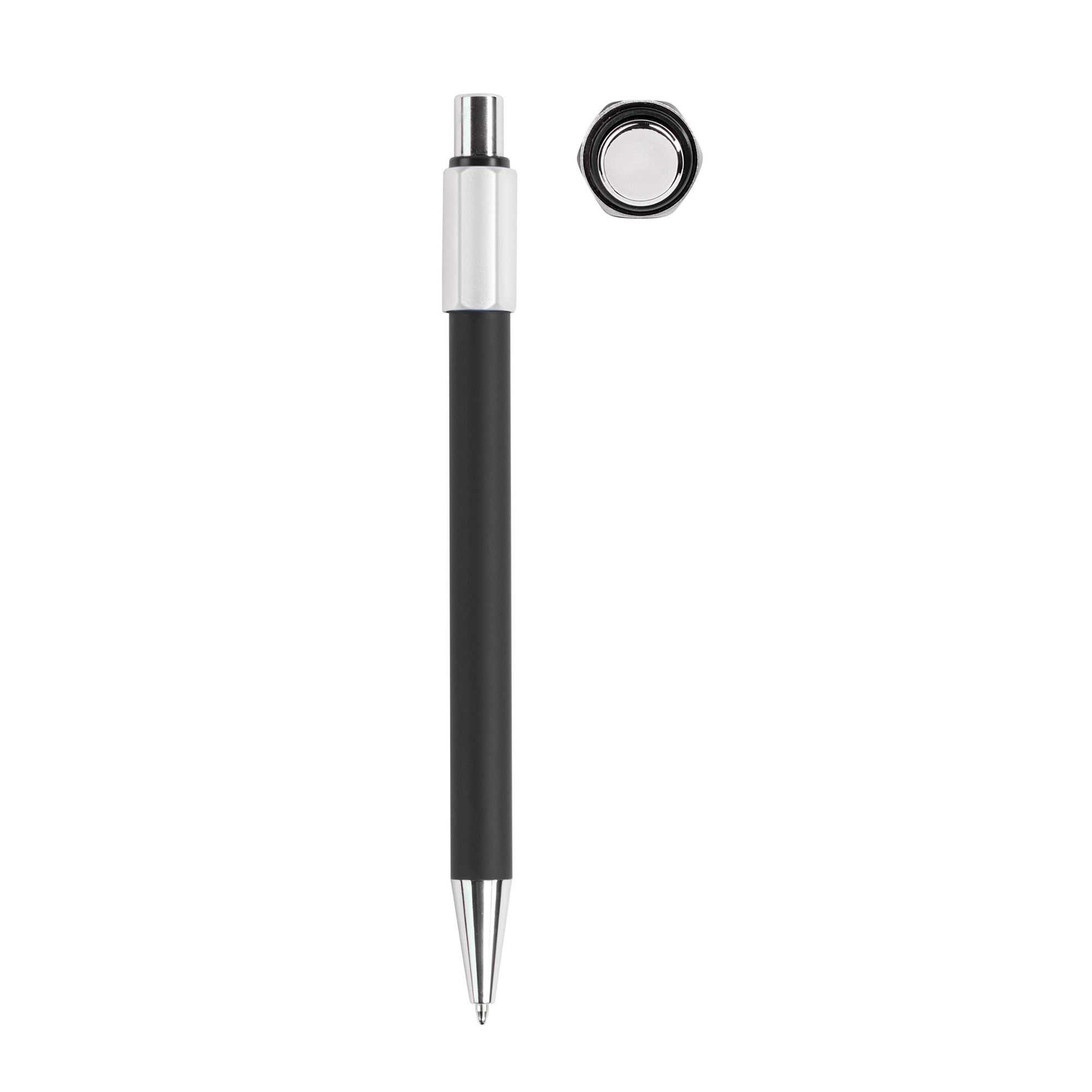 Ручка шариковая "Spin" с 6ти-гранным спиннером, покрытие soft touch, черный