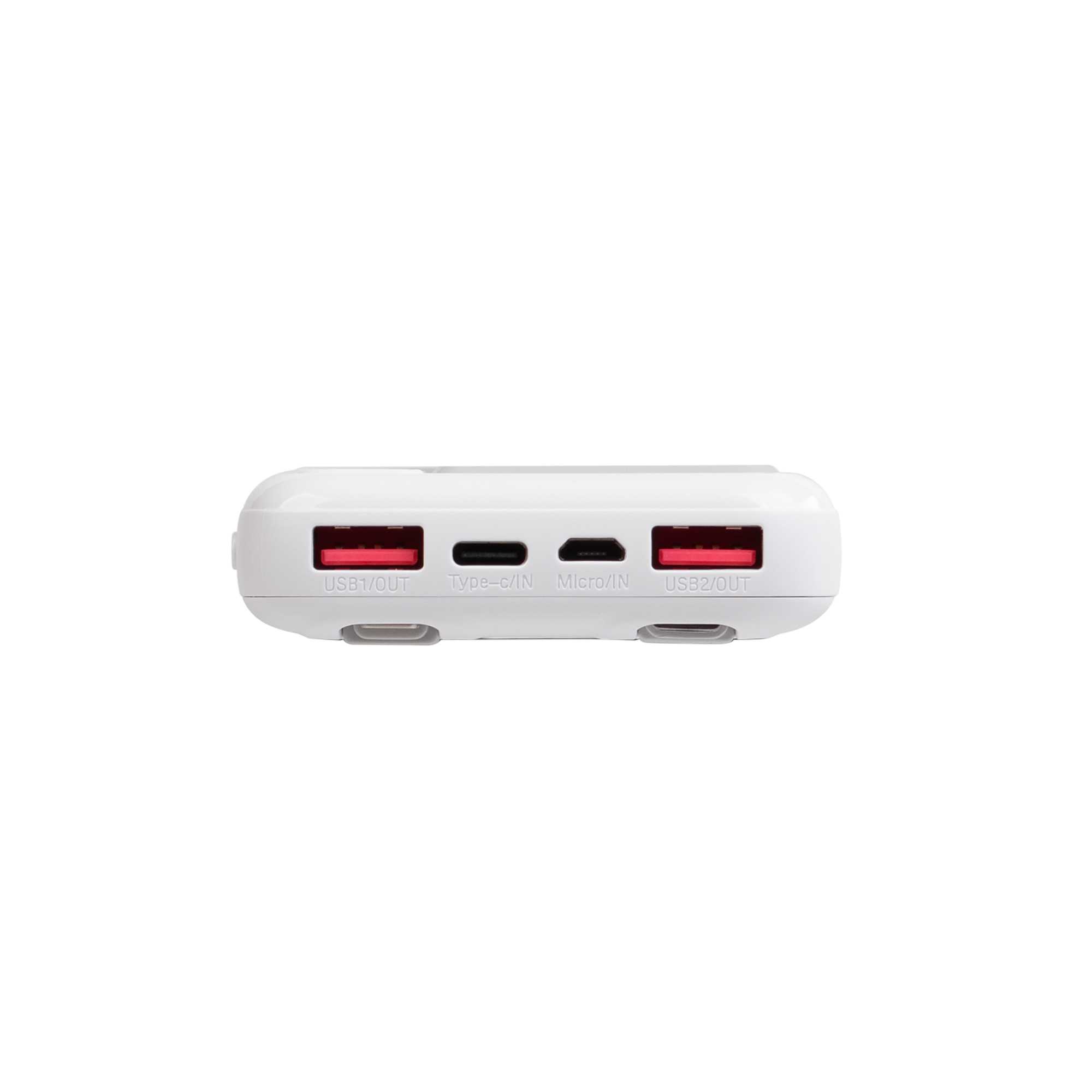 Зарядное устройство "Connect" 10000 mAh со встроенными Type-C/Lightning кабелями, белый с серым