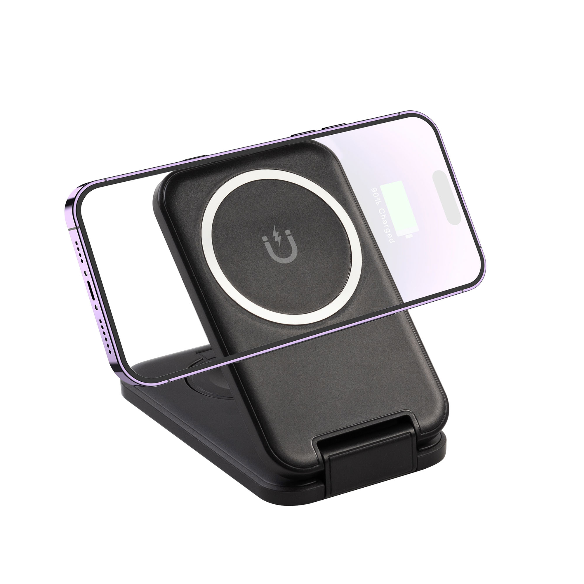 Складная беспроводная (15W) зарядная станция "Slap" с MagSafe, черный