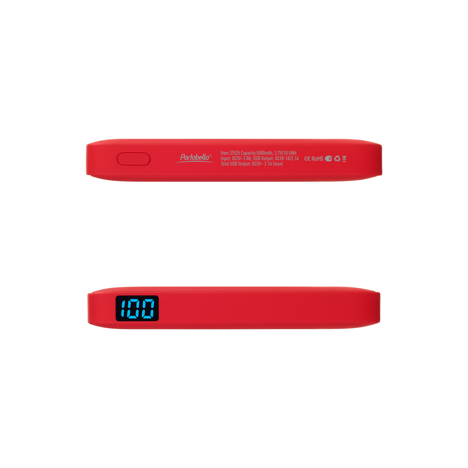 Внешний аккумулятор с подсветкой Анкор (Ancor) 5000 mAh, красный