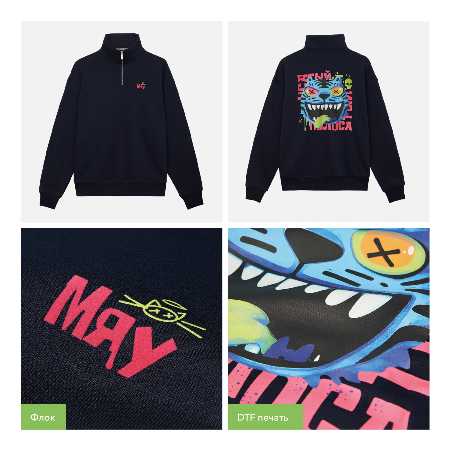 Толстовка на молнии унисекс Флоу (Flow), темно-синяя, размер 3XL/4XL