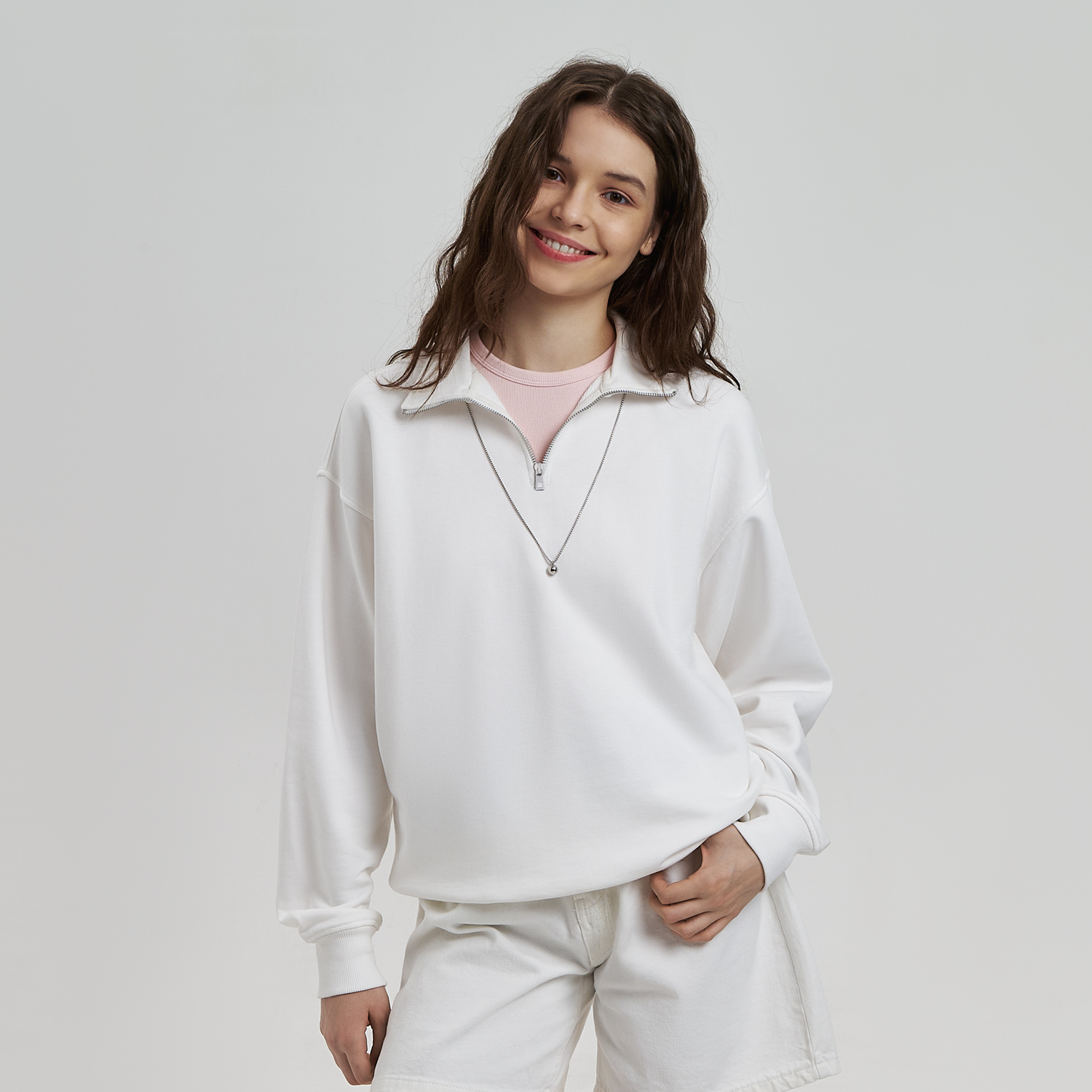 Толстовка на молнии унисекс Флоу (Flow), белая, размер 3XL/4XL