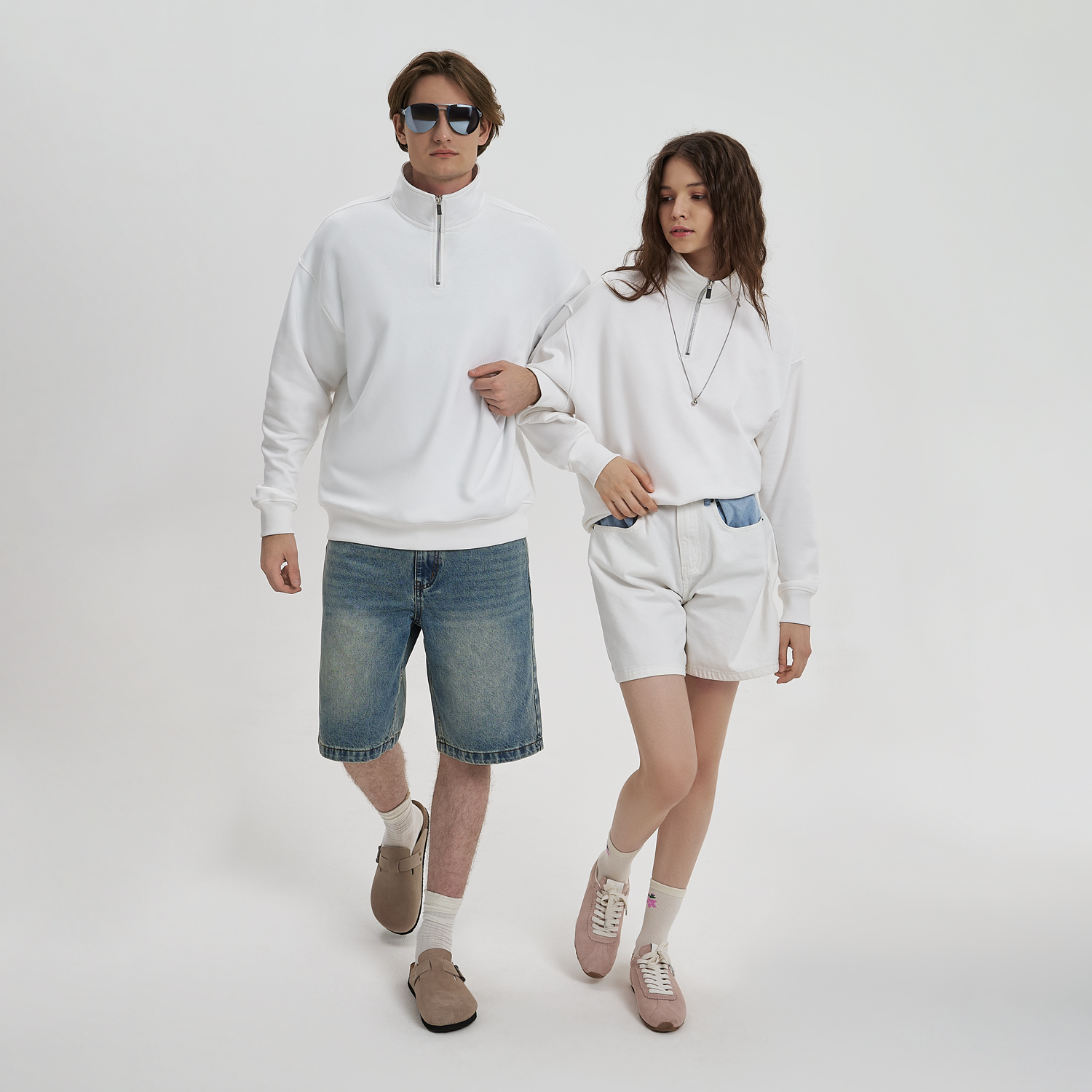 Толстовка на молнии унисекс Флоу (Flow), белая, размер 3XL/4XL